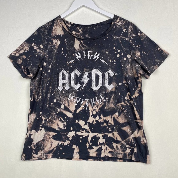 ACDC High Voltage Graphic Custom Reverse Tie Dye Sz L Short Sleeve Band T Shirt - Picture 1 of 7